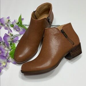 NWOT Lucky Brand Burklee Side-Zip Ankle Boots - Leather